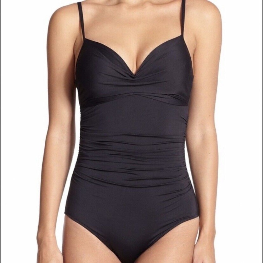 Badgley Mischka Black One Piece Swim sz 10